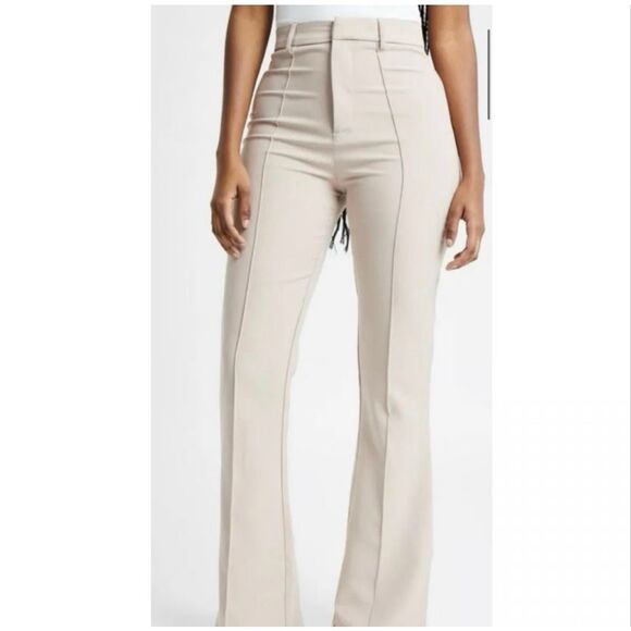 BOA (Because of Alice) Women’s Cream Faux Leather Flare Pants Size Small - Picture 1 of 6